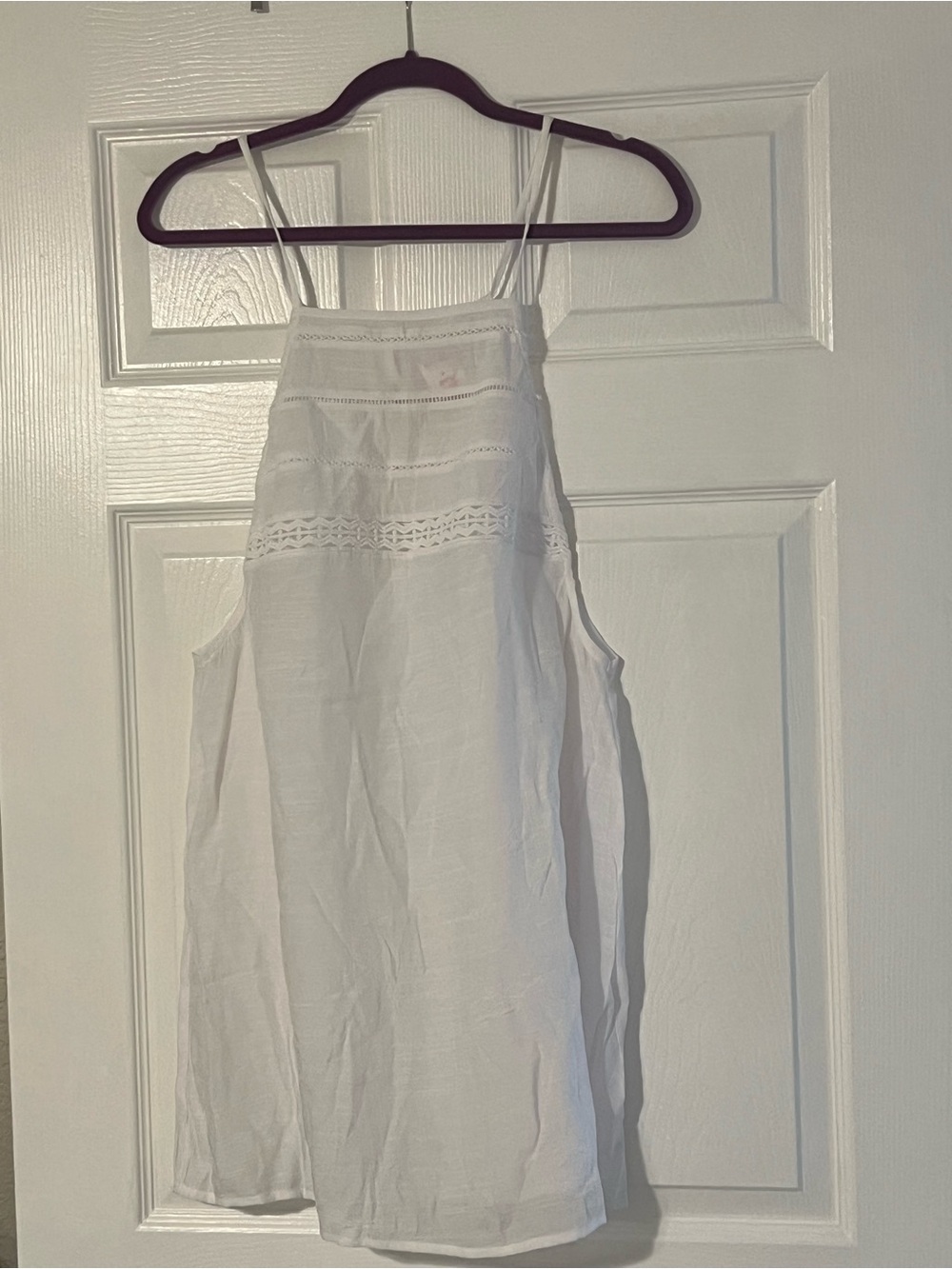 Xhilaration White Crochet-Trim Halter Tunic